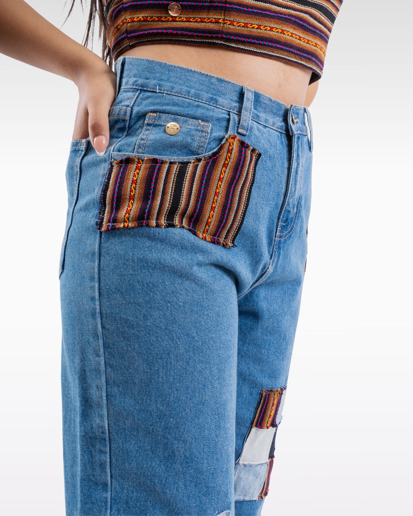 PANTALÓN PARCHES - MARRÓN (MUJER)