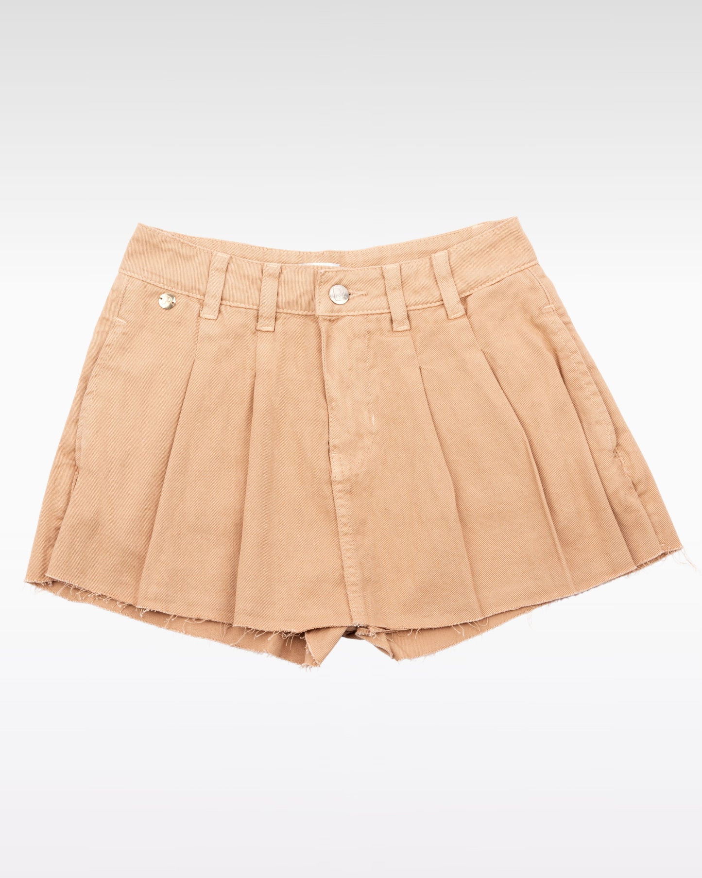 FALDA SHORT BOLSILLOS ANDINOS + PLIEGUES - BEIGE (MUJER)