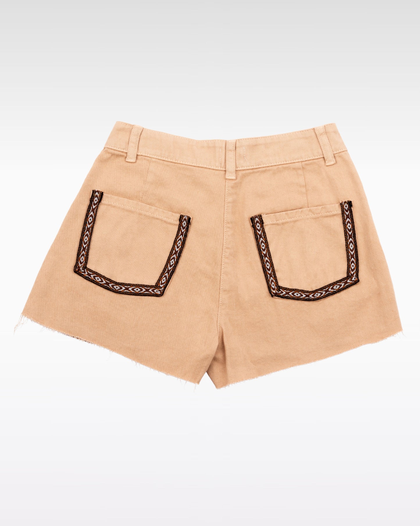 FALDA SHORT BOLSILLOS ANDINOS + PLIEGUES - BEIGE (MUJER)