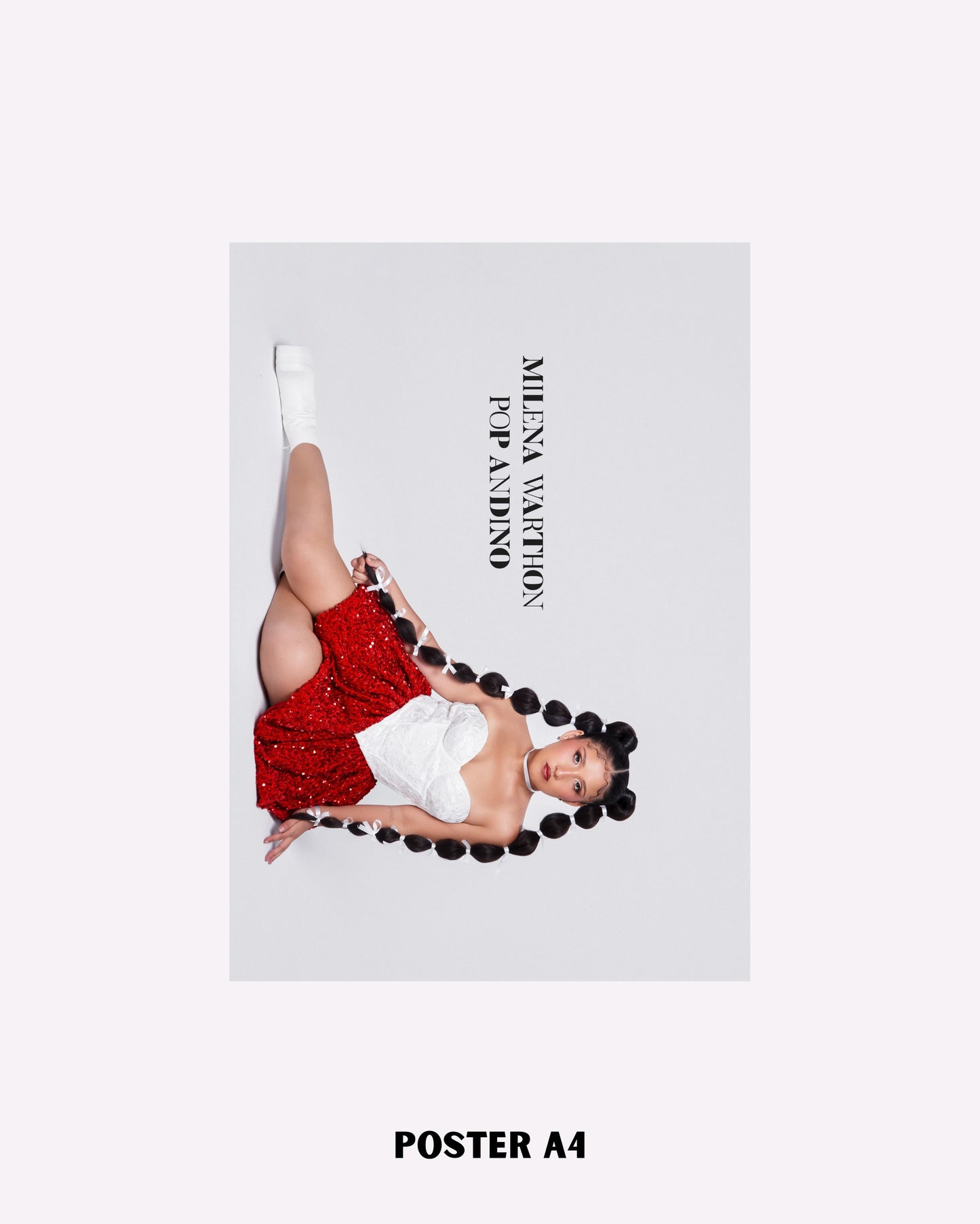 POSTER A4 MILENA WARTHON - TRAJE BLANCO Y ROJO
