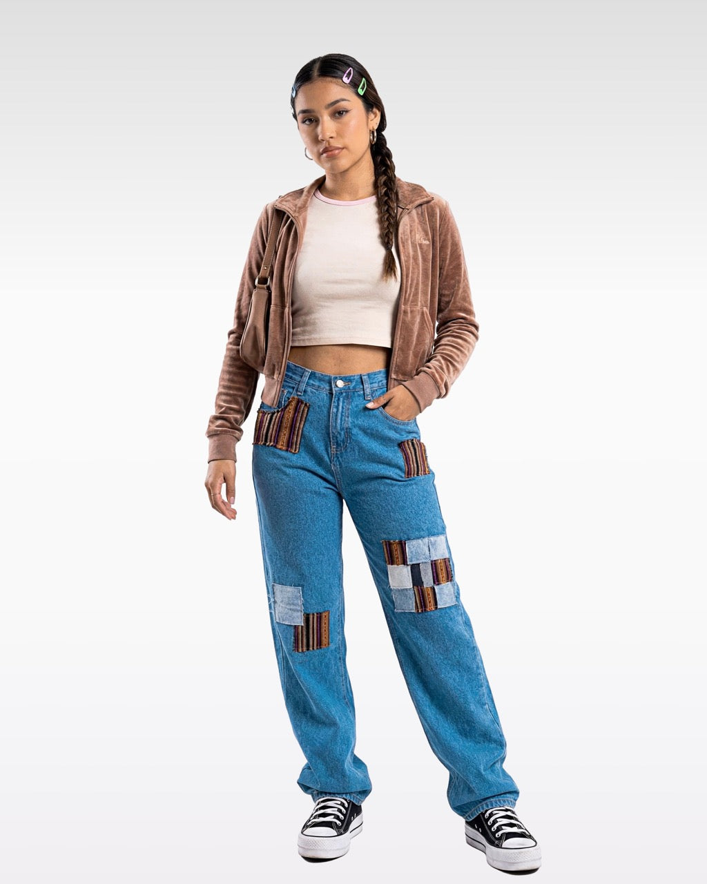 PANTALÓN PARCHES - MARRÓN (MUJER)