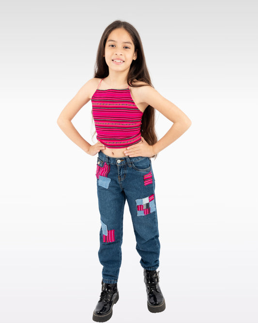PANTALÓN PARCHES ROSADOS (NIÑA)