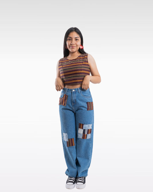 PANTALÓN PARCHES - MARRÓN (MUJER)