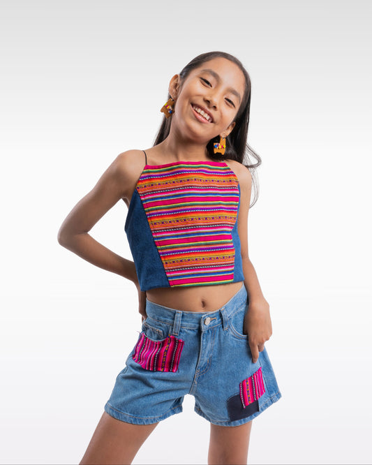 SHORT PARCHES ROSADOS (NIÑA)