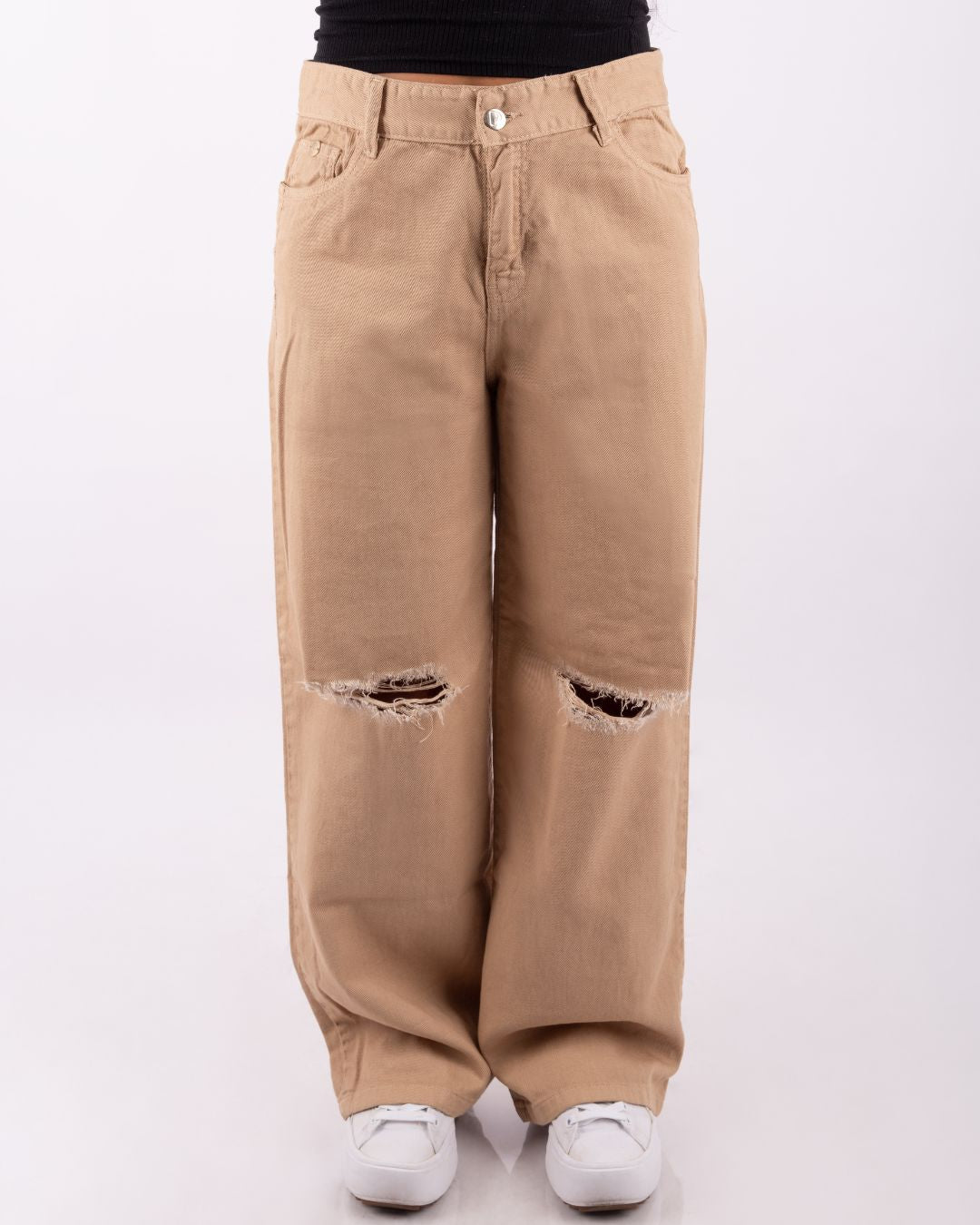 PANTALÓN WIDE LEG  BOLSILLOS ANDINOS - BEIGE (MUJER)