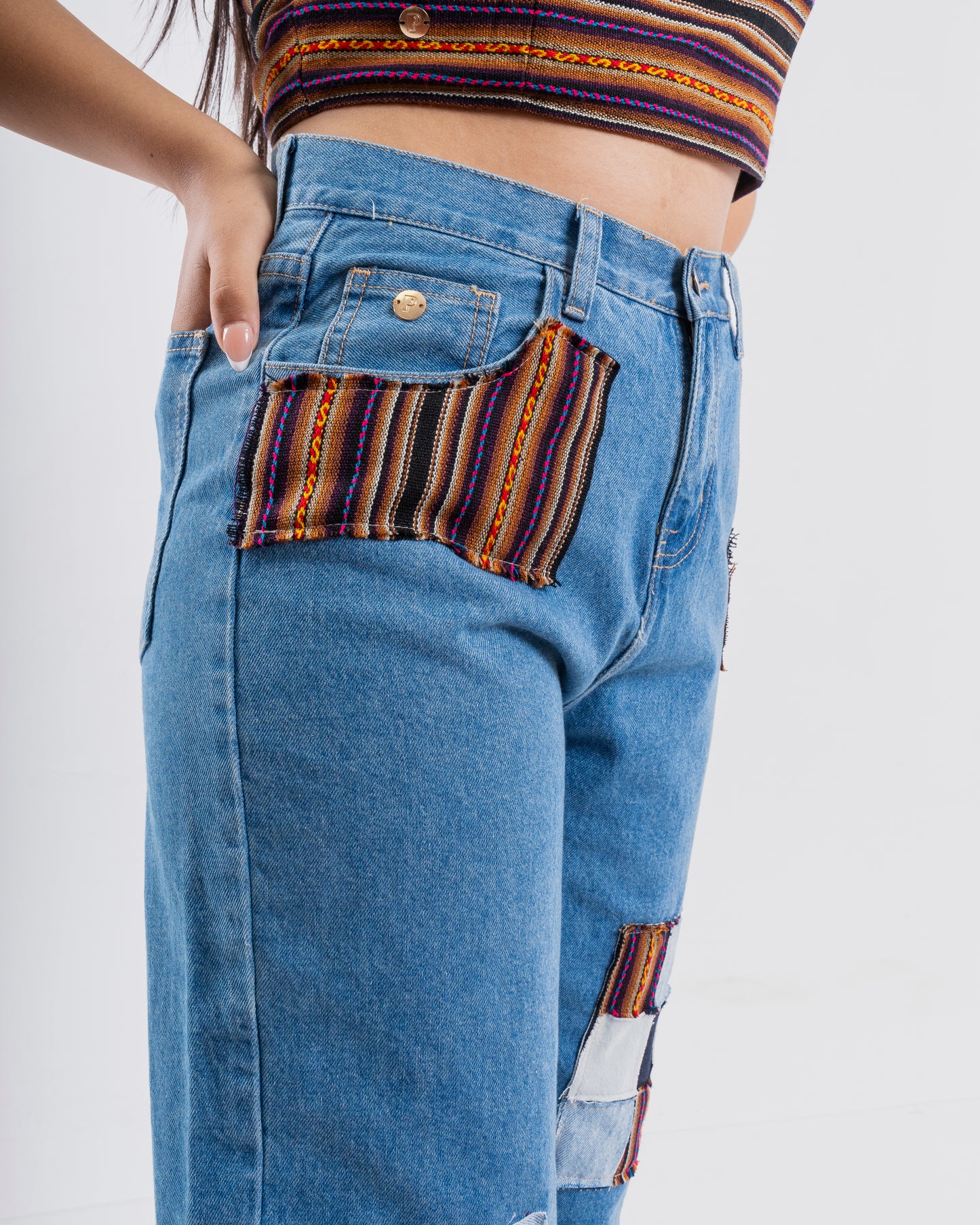 PANTALÓN PARCHES - MARRÓN (MUJER)