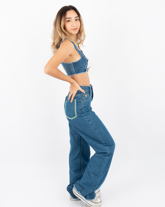PANTALÓN  BOLSILLOS ANDINOS - JEAN (MUJER)