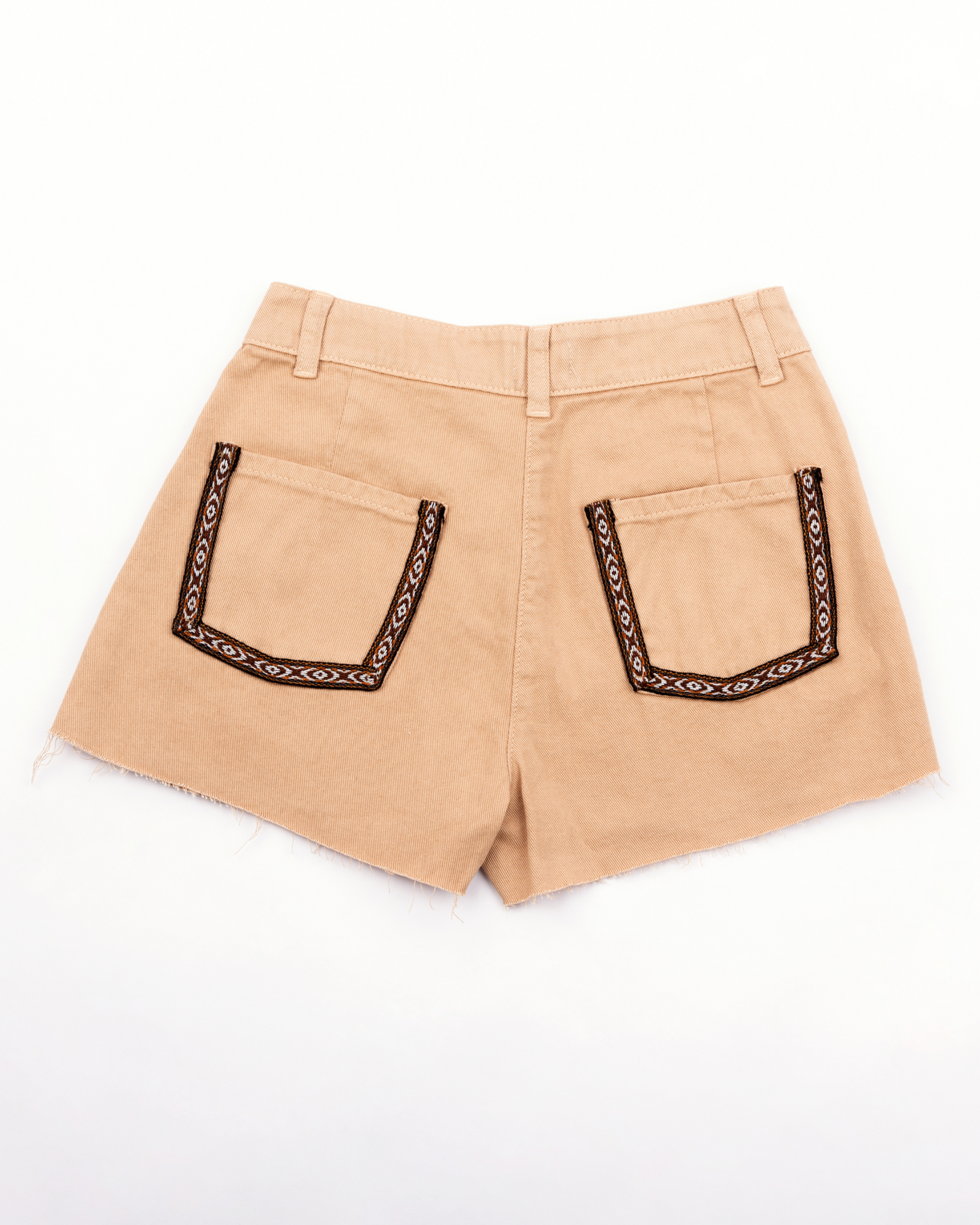 FALDA SHORT BOLSILLOS ANDINOS + PLIEGUES - BEIGE (MUJER)