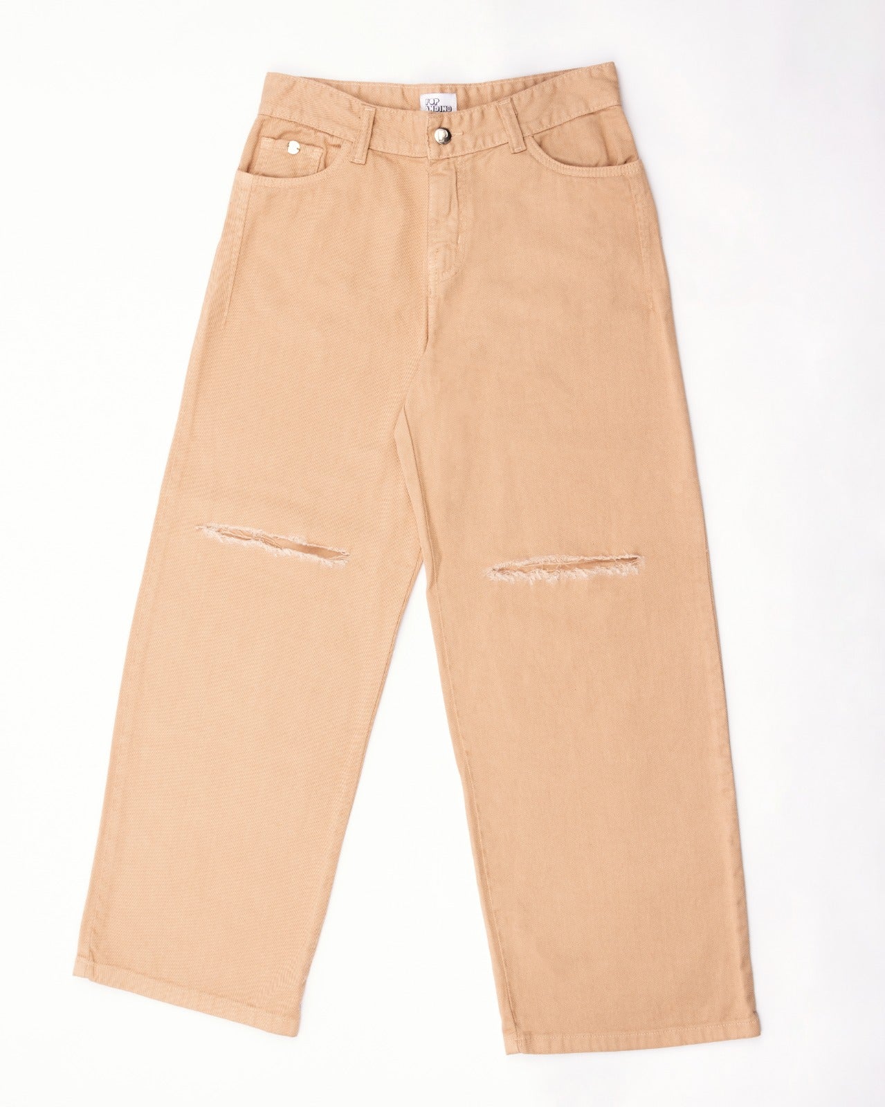 PANTALÓN WIDE LEG  BOLSILLOS ANDINOS - BEIGE (MUJER)